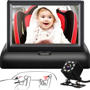 Baby Car Mirror, 4.3'' HD Night Vision Function Car Mirror Display